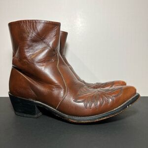 Mens DURANGO Scrollwork Brown Leather Western Cowboy Boots / Size 7.5 Medium